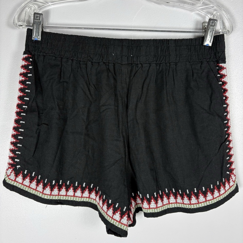 Cali 1850 Los Angeles Womens Large Black Embroidered Detail Pull On Shorts - Picture 2 of 5